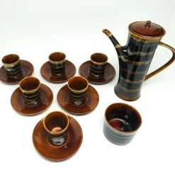 Tiger Kaffee von A. Sadulski für Mirostowice Pottery, Polska, 1960er, 14er Set