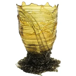 Transparente Spaghetti Vase in Gelb & Grau von Gaetano Pesce für Fish Design