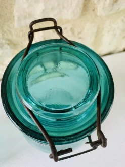 Türkisfarbene Vintage Glasdosen von Solidex, 1940er, 2er Set