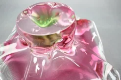 Tschechische Mid-Century Glasschale in Rosa & Grün von Josef Hospodka, 1960er
