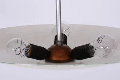 Tschechischer Bauhaus Kronleuchter aus Chrom, Stahl und Milchglas, 1940er