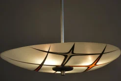 Tschechischer Mid-Century Kronleuchter aus Verchromtem Stahl und Glas, 1950er