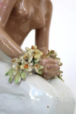 Ungarische Bemalte Art Deco Keramik Skulptur