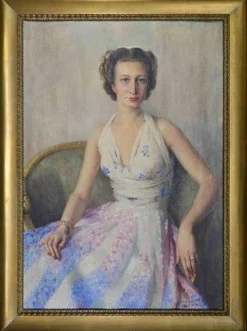 Unknown, Portrait of a Elegant Young Woman Sitting in..., 1945, Ölgemälde