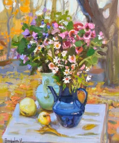 Valery Bayda, September, Flowers, 2025, Öl auf Leinwand & Karton