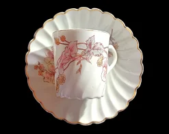Verdrehte Tassen & Untertassen aus Porzellan, 19. Jh. von Limoges, 1891, 12 Set