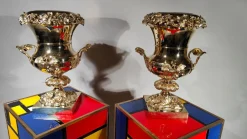 Vergoldete Bronze Tassen, 19. Jh., 2er Set