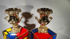 Vergoldete Bronze Tassen, 19. Jh., 2er Set
