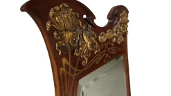 Vergoldeter Jugendstil Nancy School Spiegel mit Chrysantheme Dekoration, Frankreich, 1900er