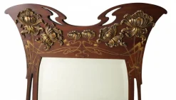 Vergoldeter Jugendstil Nancy School Spiegel mit Chrysantheme Dekoration, Frankreich, 1900er