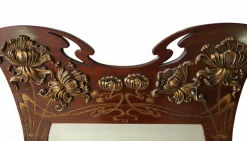 Vergoldeter Jugendstil Nancy School Spiegel mit Chrysantheme Dekoration, Frankreich, 1900er