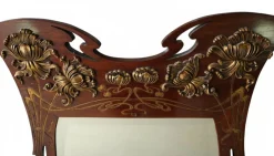 Vergoldeter Jugendstil Nancy School Spiegel mit Chrysantheme Dekoration, Frankreich, 1900er