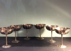 Versilberte italienische Mid-Century Champagnergläser mit 24-karätigem Gold von Metall Art Pd, 1970er, 6er Set