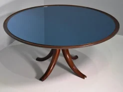 Versone Couchtisch aus Blauem Spiegelglas von Pietro Chiesa für Fontana Arte, 1940