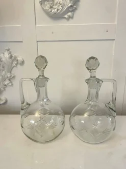 Viktorianische Karaffen aus geschliffenem Glas, 1880er, 2er Set