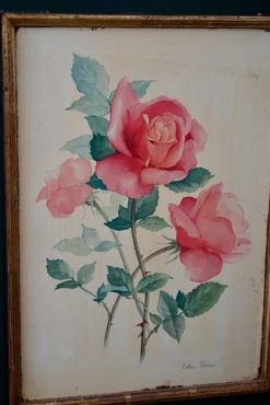 Viktorianischer Raumteiler mit Vögeln & Rosen, 1940er