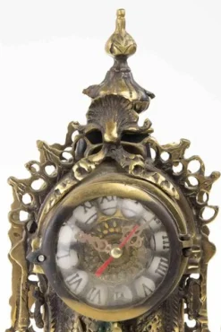 Viktorianische Tischuhr aus Messing & Kunstglas, spätes 19. Jh