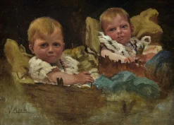 Vincenzo Caprile, Kinder, 1900er, Ölgemälde auf Karton, 1890er, gerahmt