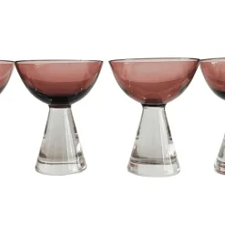 Vintage Art Deco Glaskaraffe mit Gläsern in Lila, 1950er, 6er Set