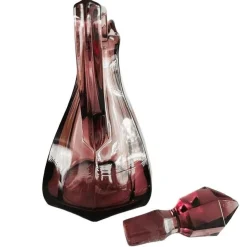 Vintage Art Deco Glaskaraffe mit Gläsern in Lila, 1950er, 6er Set