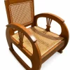 Vintage Art Deco Sessel aus Teak mit handgewebtem französischem Rattan, 1920er, 2er Set