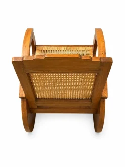 Vintage Art Deco Sessel aus Teak mit handgewebtem französischem Rattan, 1920er, 2er Set