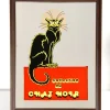 Vintage Art Deco Werbespiegel Chat Noir, 1960er