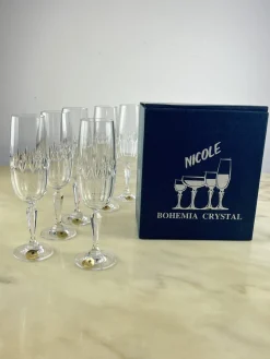 Vintage Champagnergläser aus Böhmischem Kristallglas, 1980er, 6 . Set