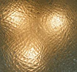 Vintage Deckenlampe aus Eisglas mit Reliefoberfläche von Kaiser-Leuchten, 1960er