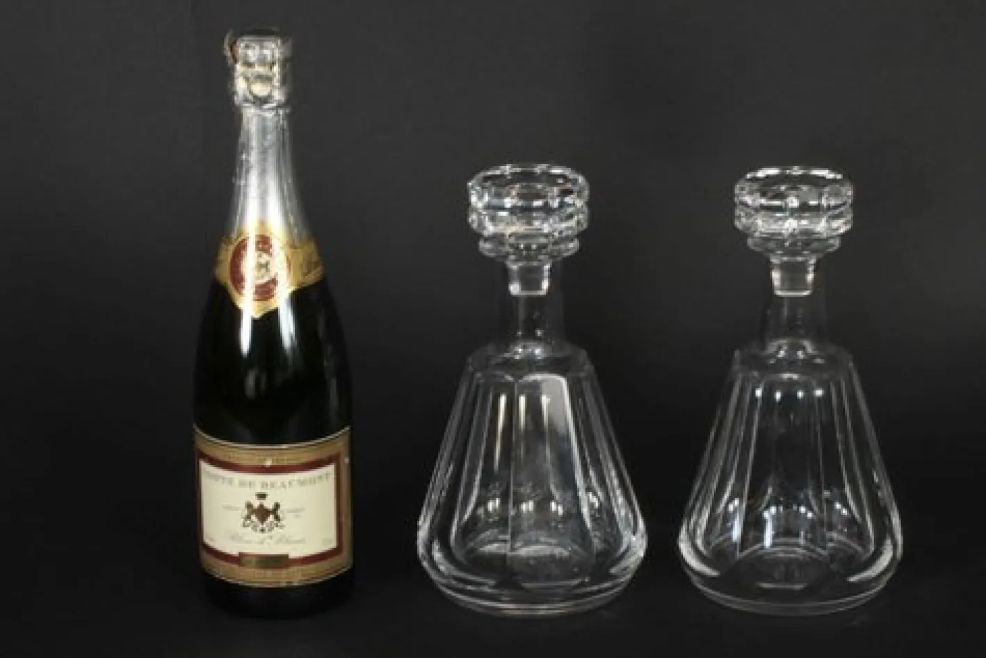 Vintage Harcourt Talleyrand Kristallglas Dekanter Baccarat zugeschrieben, 1950er, 2er Set