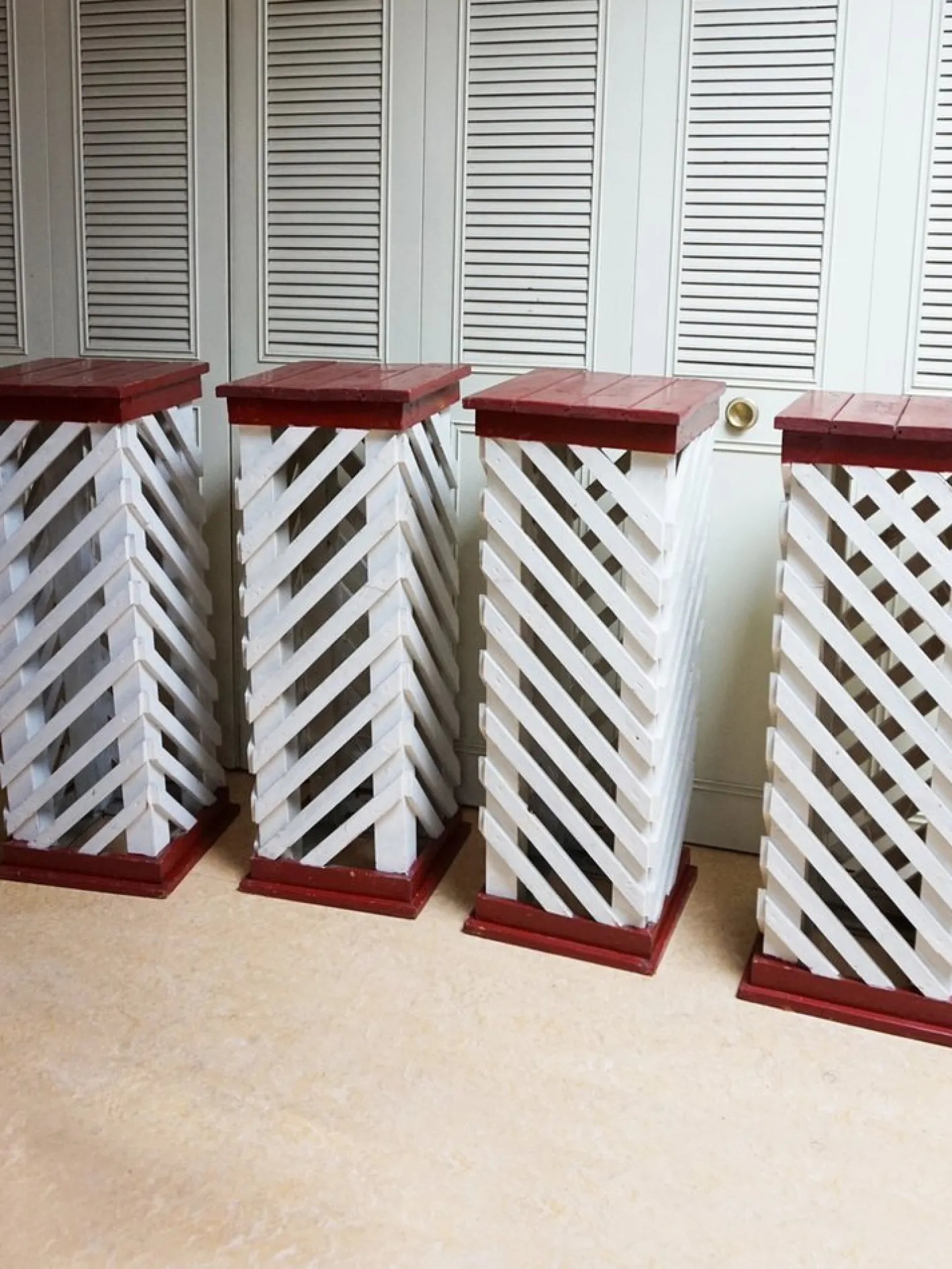 Vintage Holzsäulen, 1950er, 4er Set