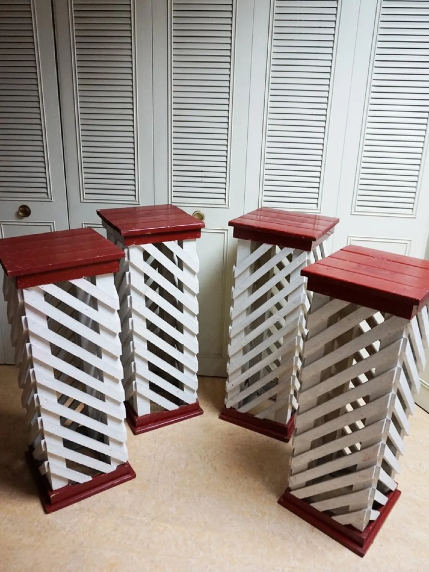 Vintage Holzsäulen, 1950er, 4er Set