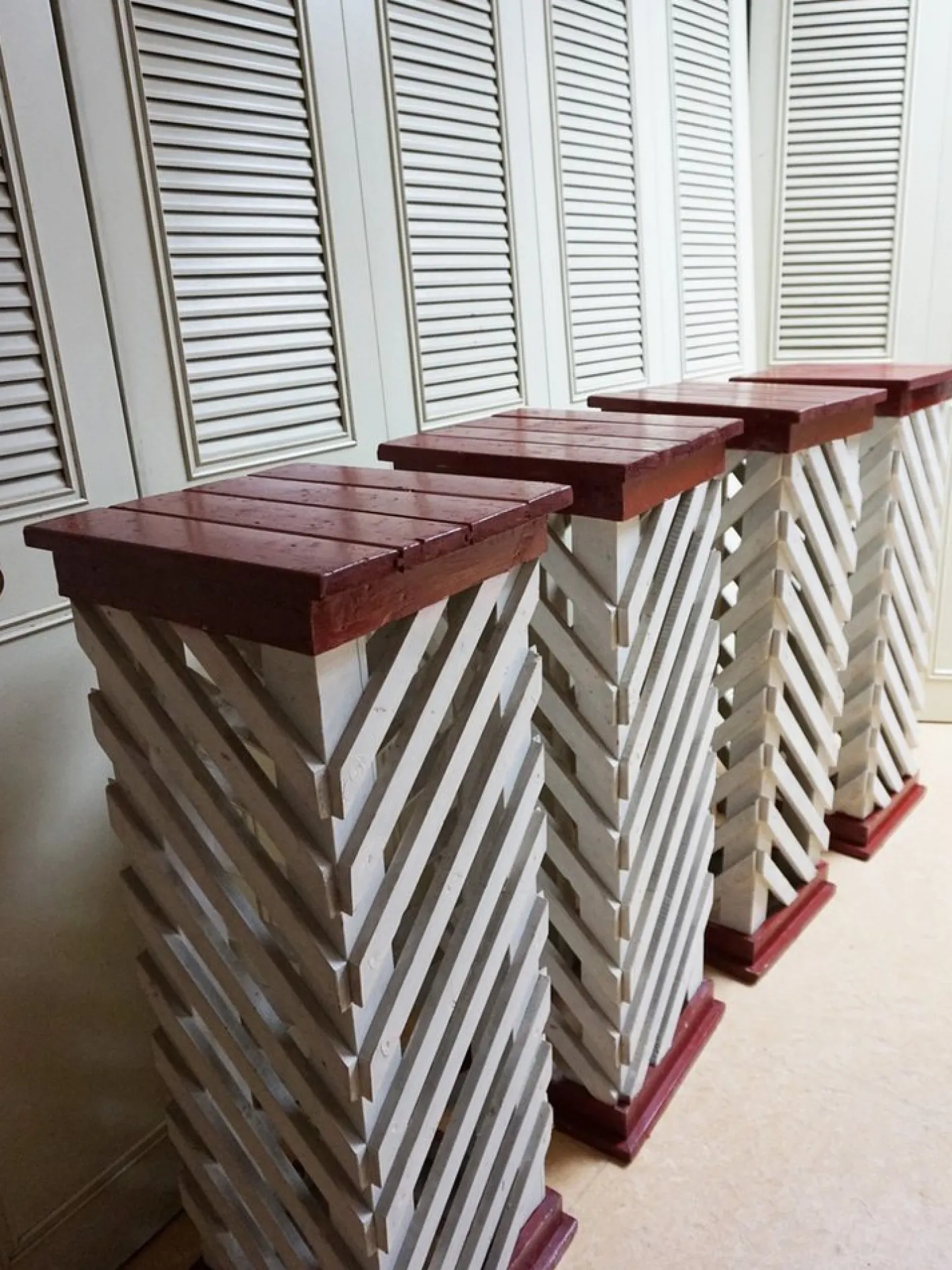 Vintage Holzsäulen, 1950er, 4er Set