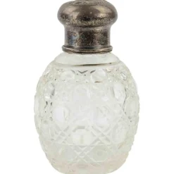Vintage Jugendstil Liberty Parfümflasche aus Glas und Silberkappe, 1910er