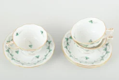 Vintage Porzellan Demitasse Tassen mit Untertassen von Herend, Ungarn, 6er Set