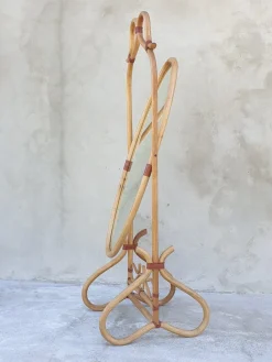 Vintage Psyche Spiegel aus Bambus
