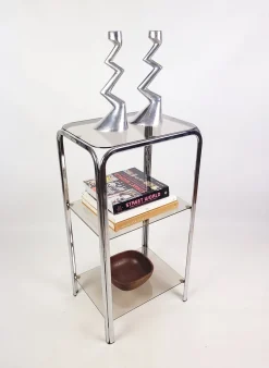 Vintage Regalsystem aus Chrom mit Glasböden, 1970er