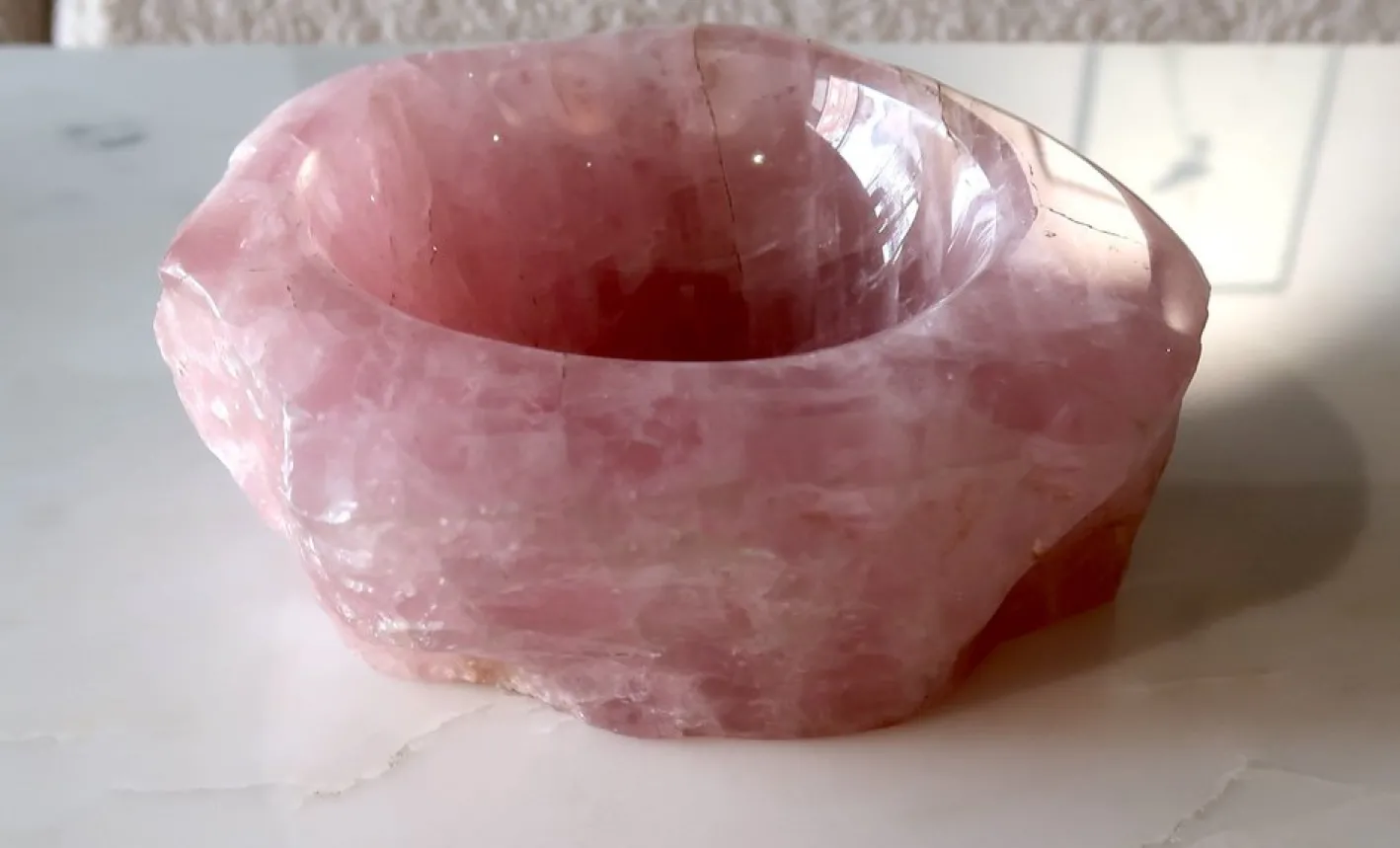 Vintage Schale aus Rosenquarz, 1960er