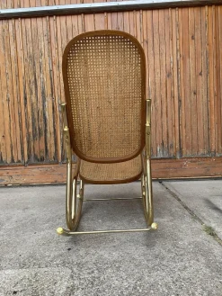 Vintage Schaukelstuhl aus Messing & Schilfrohr, 1950er