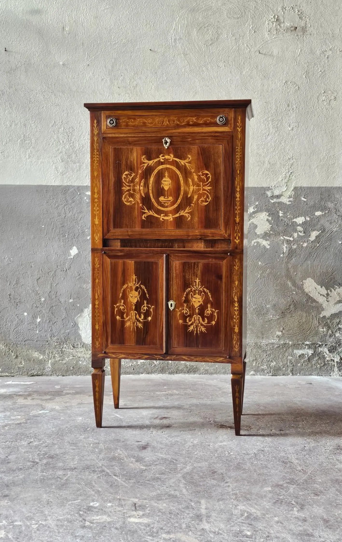 Vintage Sekretär mit Intarsien im Louis XVI-Stil, 1950er