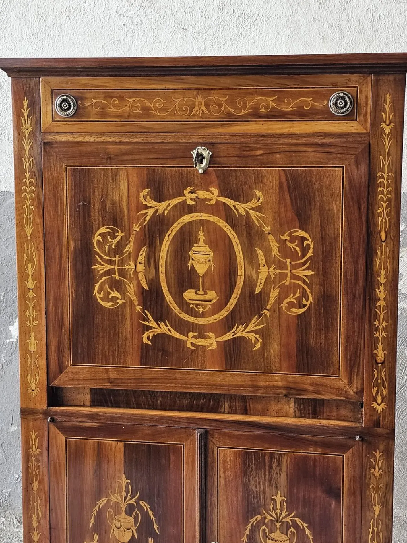 Vintage Sekretär mit Intarsien im Louis XVI-Stil, 1950er