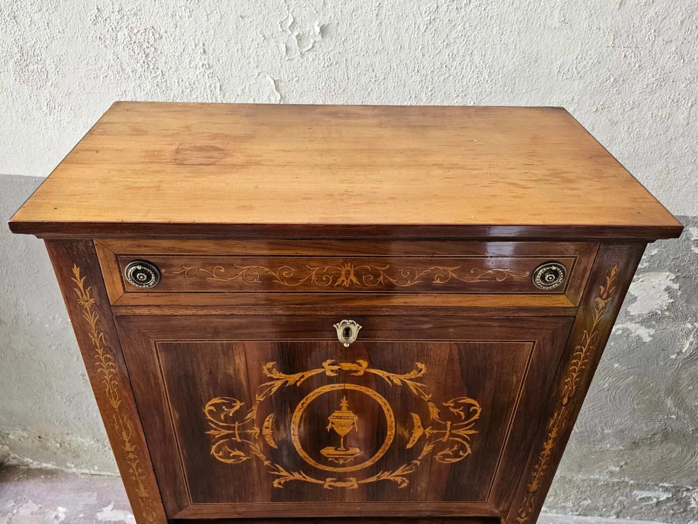 Vintage Sekretär mit Intarsien im Louis XVI-Stil, 1950er