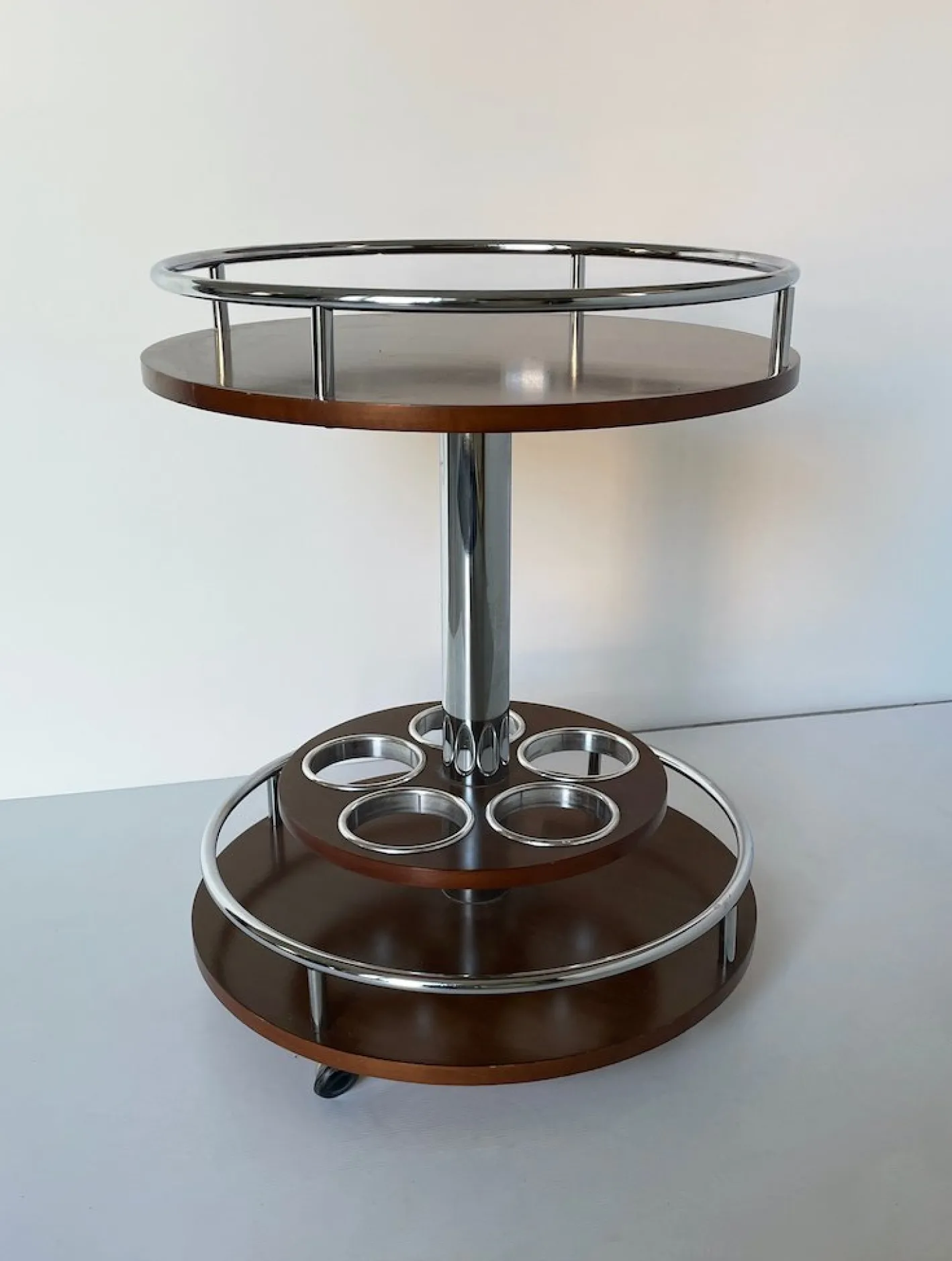 Vintage Servierwagen aus Metall & Mahagoni, 1970