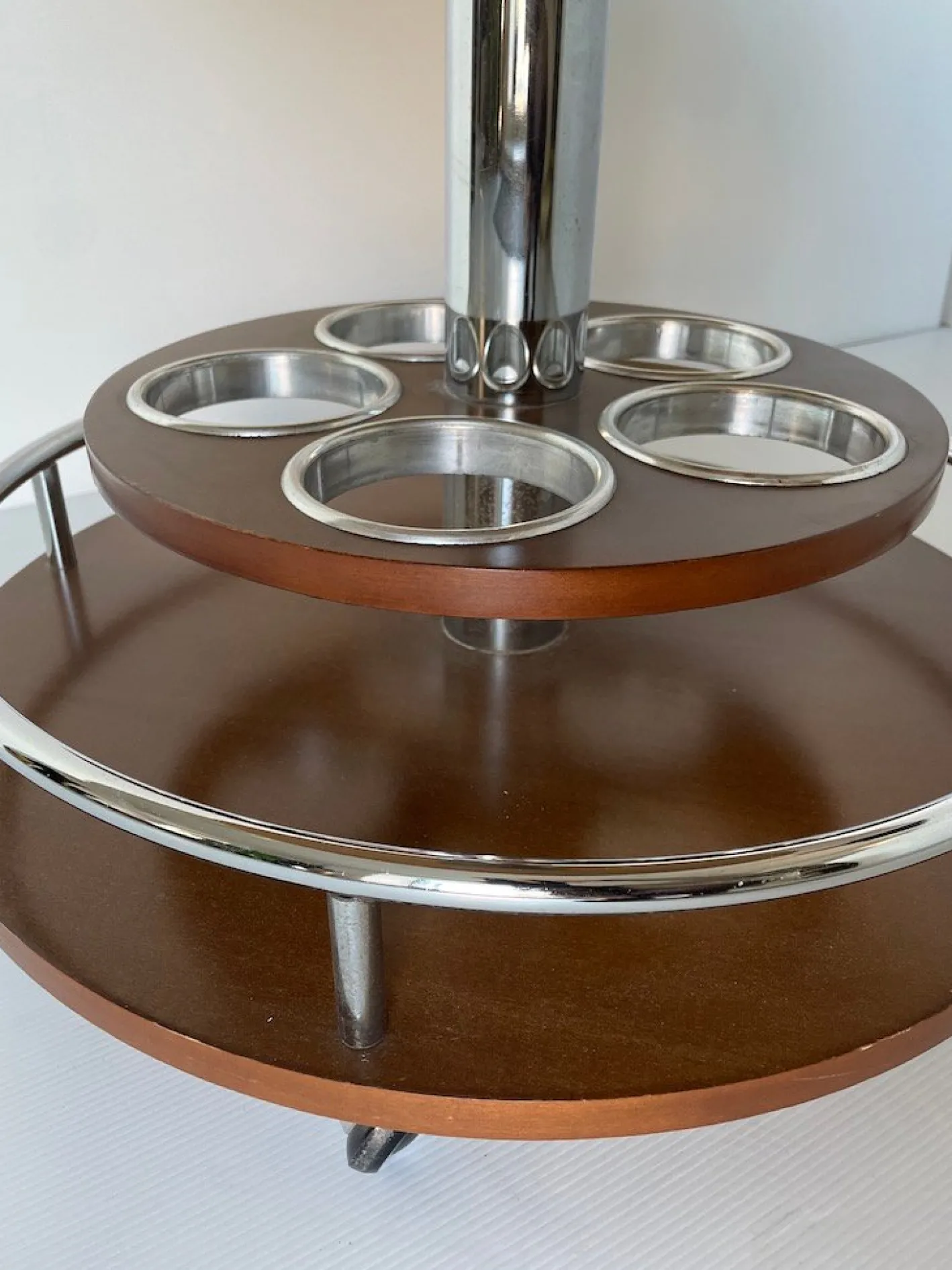 Vintage Servierwagen aus Metall & Mahagoni, 1970