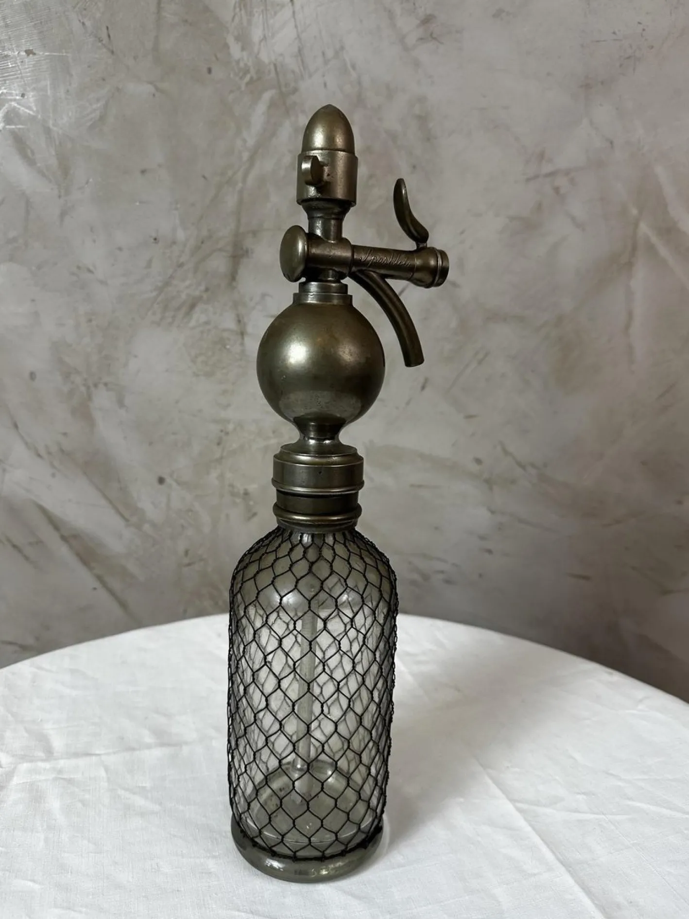 Vintage Siphon aus Glas & Metall, 1900