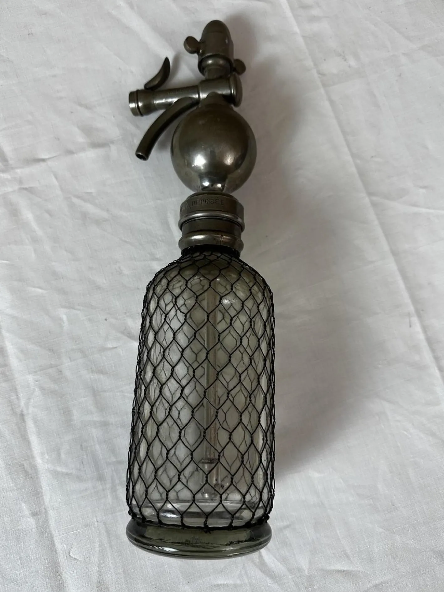 Vintage Siphon aus Glas & Metall, 1900