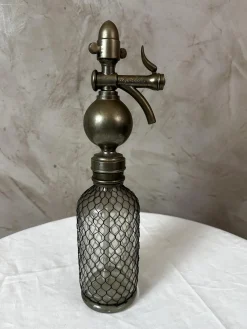 Vintage Siphon aus Glas & Metall, 1900