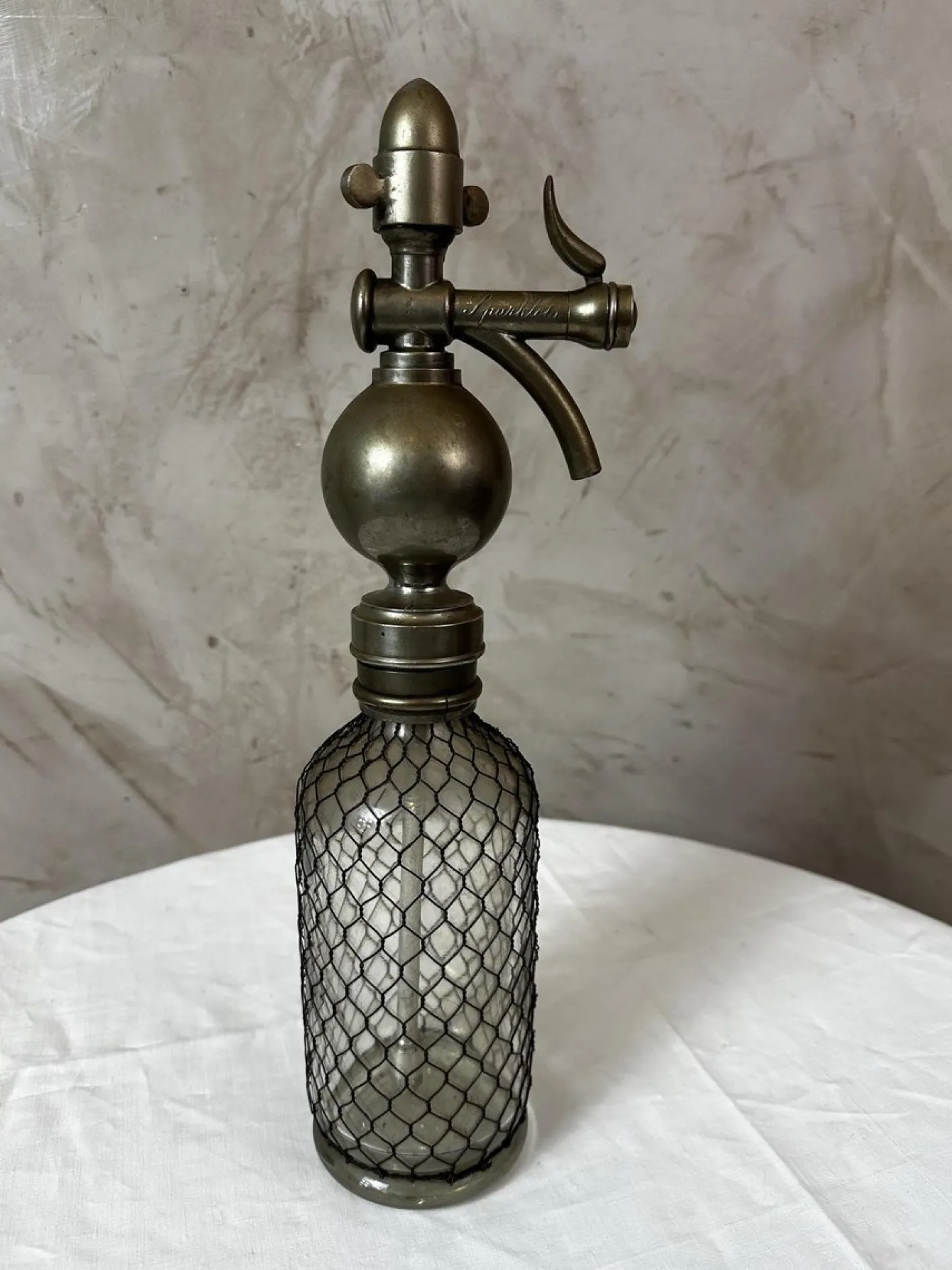 Vintage Siphon aus Glas & Metall, 1900