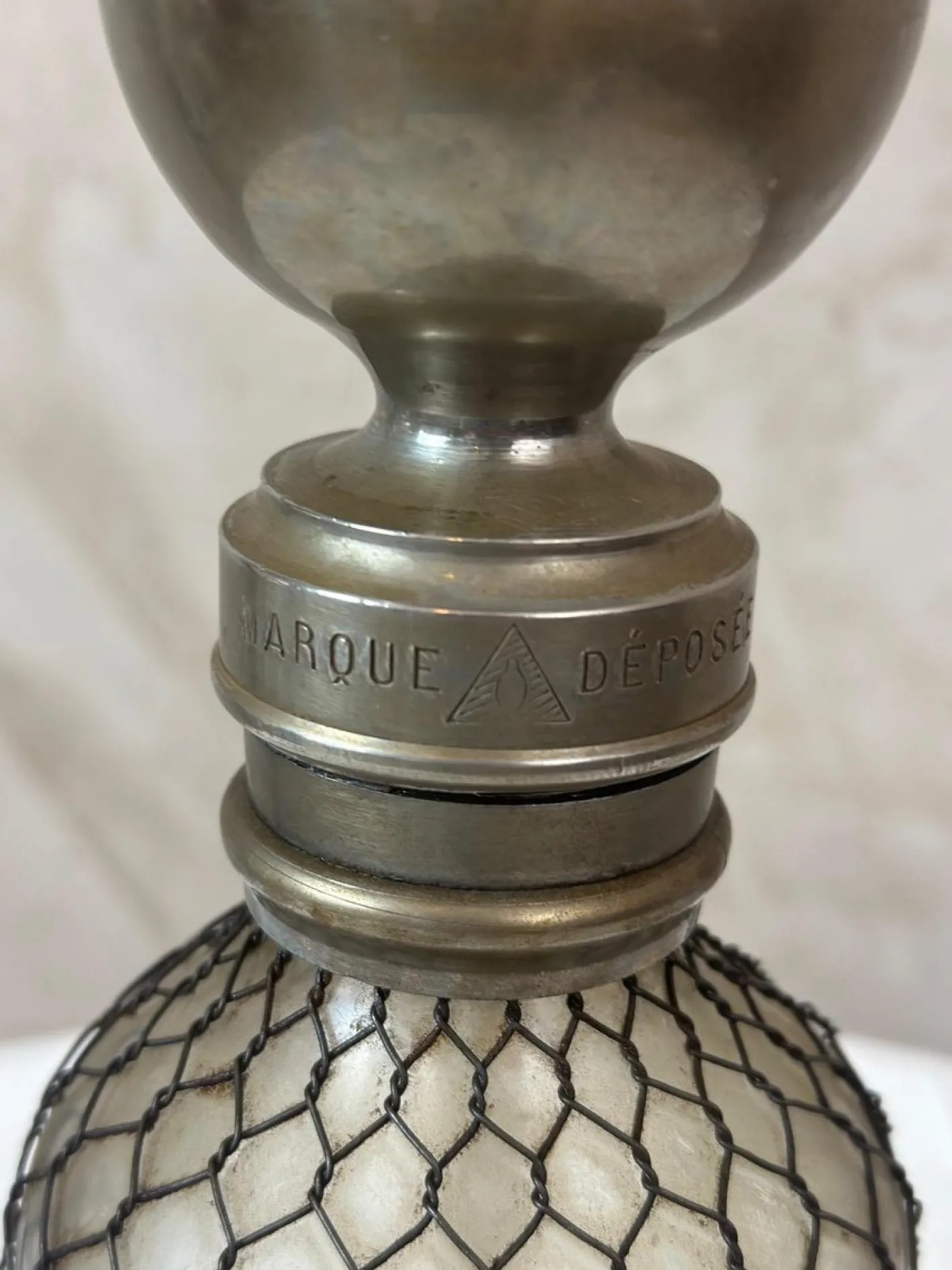 Vintage Siphon aus Glas & Metall, 1900