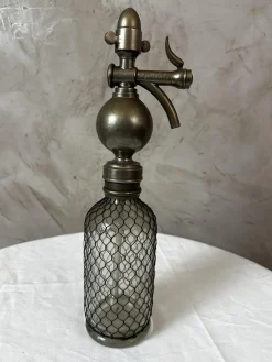 Vintage Siphon aus Glas & Metall, 1900